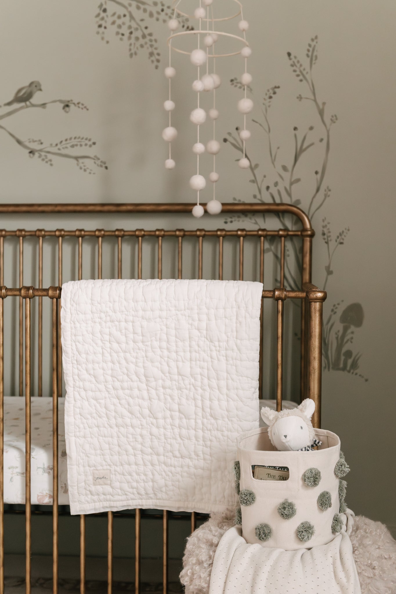 Pom Pom Basket Mini - Sage