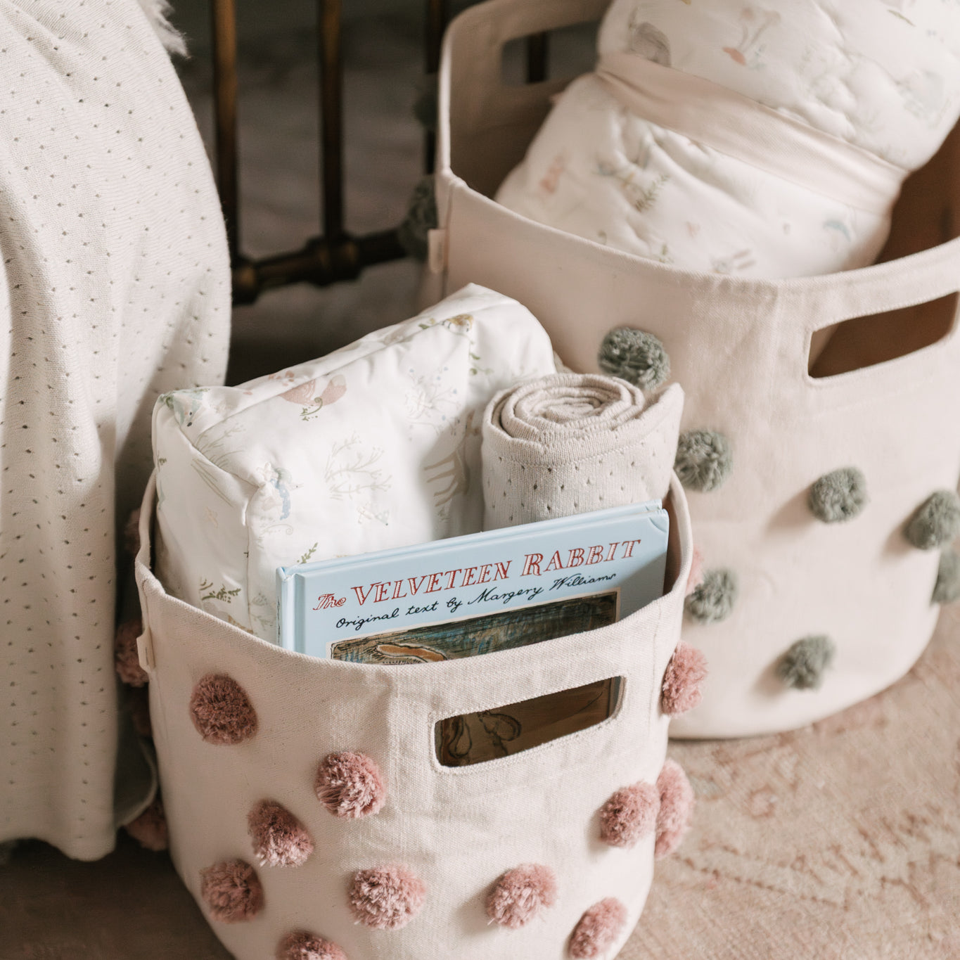 Pom Pom Basket Pint - Rose Pink