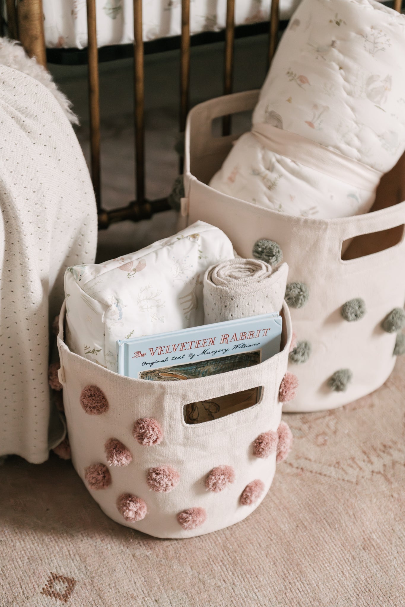Pom Pom Basket Pint - Rose Pink