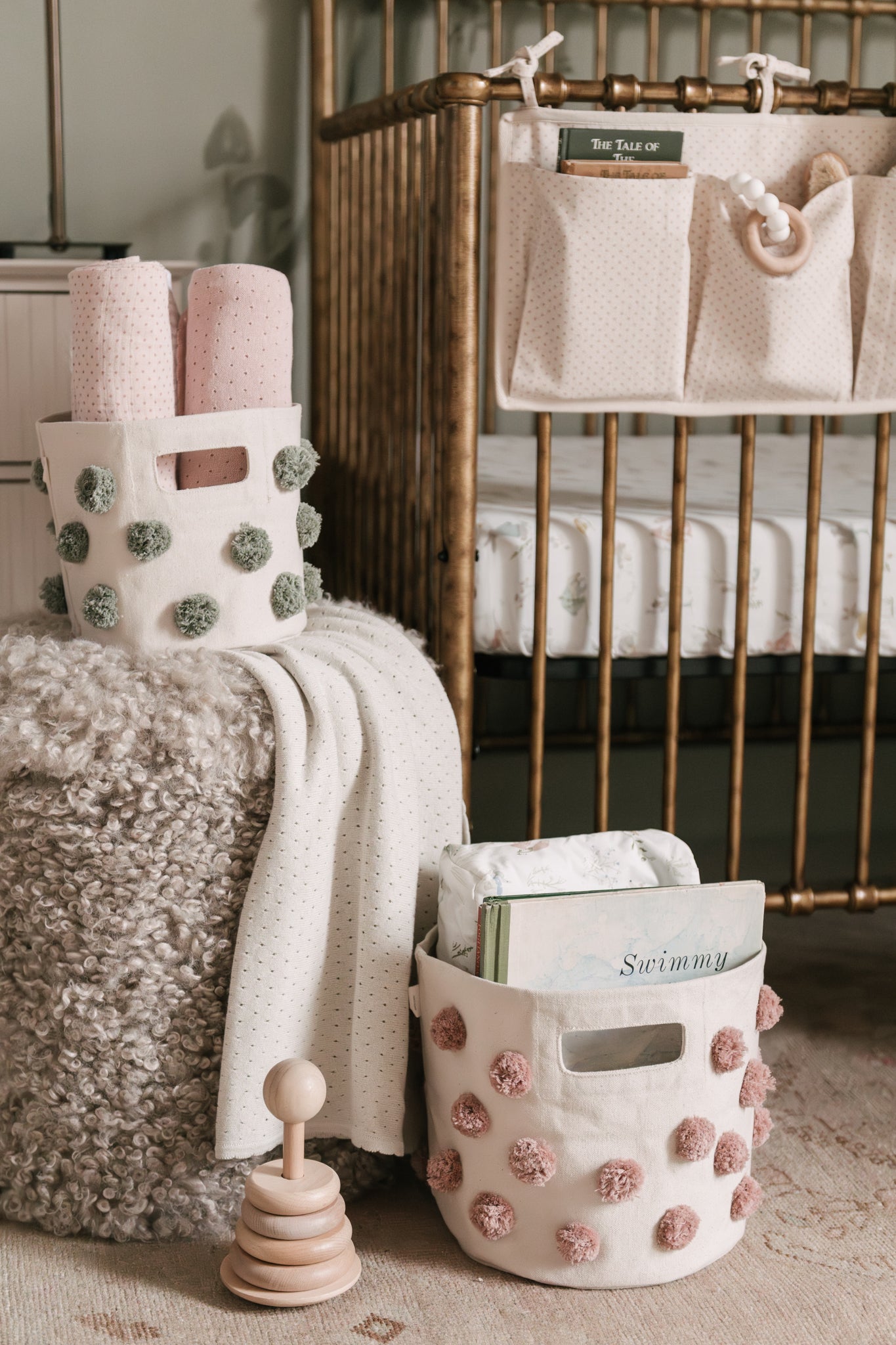 Pom Pom Basket Pint - Rose Pink