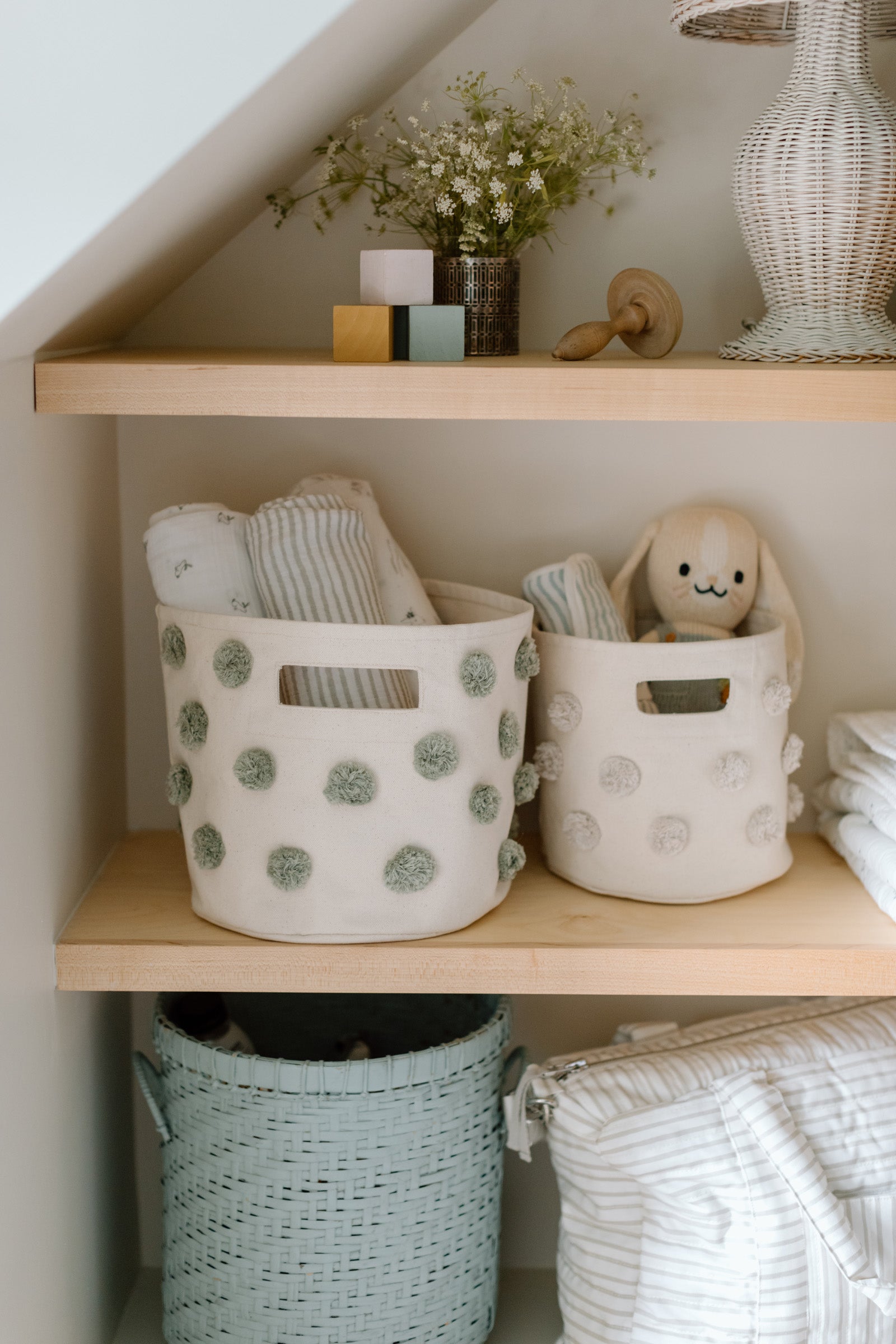 Pom Pom Basket Pint - Sage