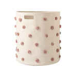 pom hamper rose pink in pinks pattern w/ring