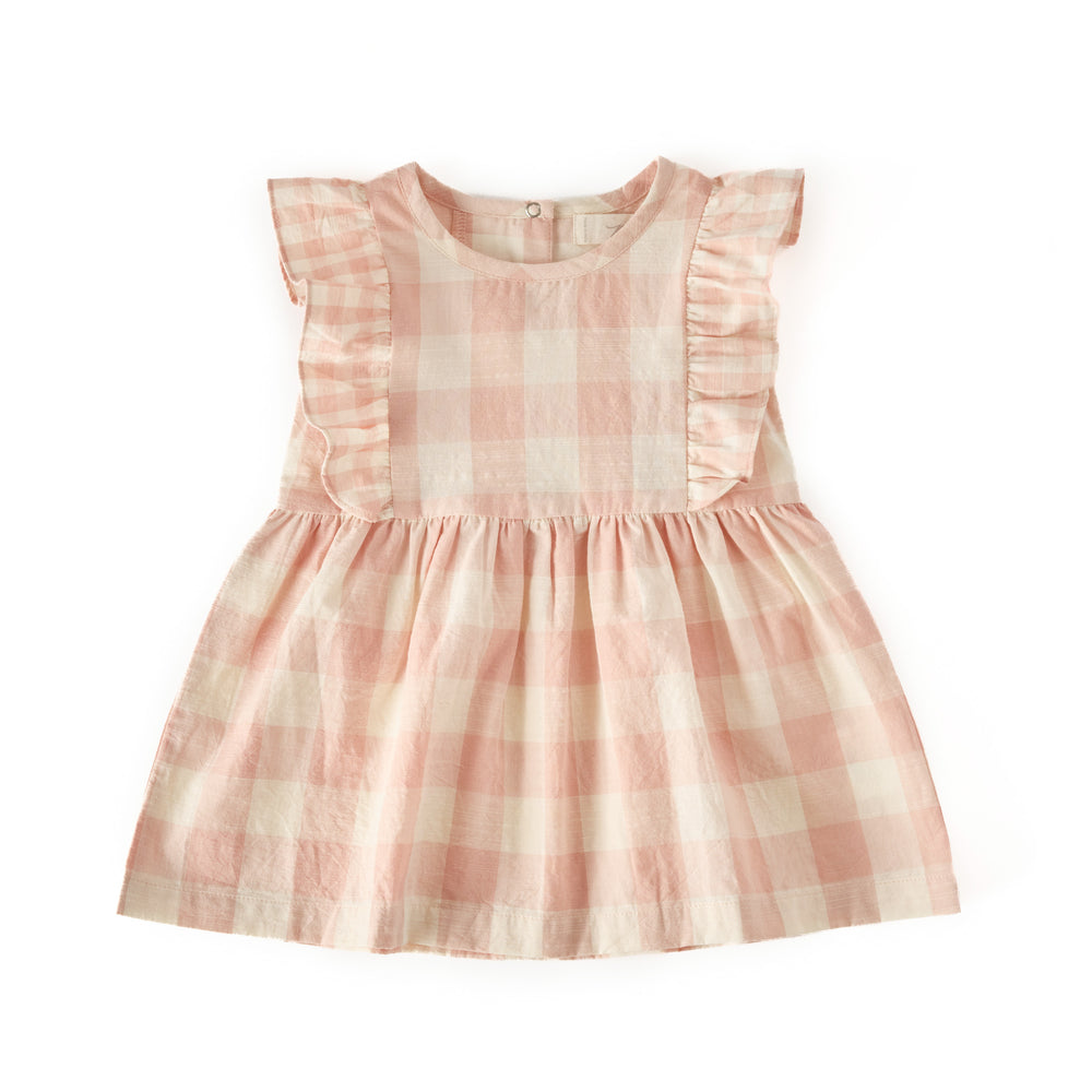 Checkmate Flutter Dress Dress Pehr Checkmate Shell Pink 6 - 12 mos. 