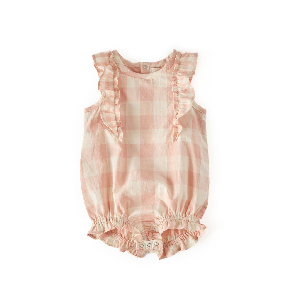Checkmate Flutter One-Piece One-Piece Pehr Checkmate Shell Pink 0 - 3 mos. 