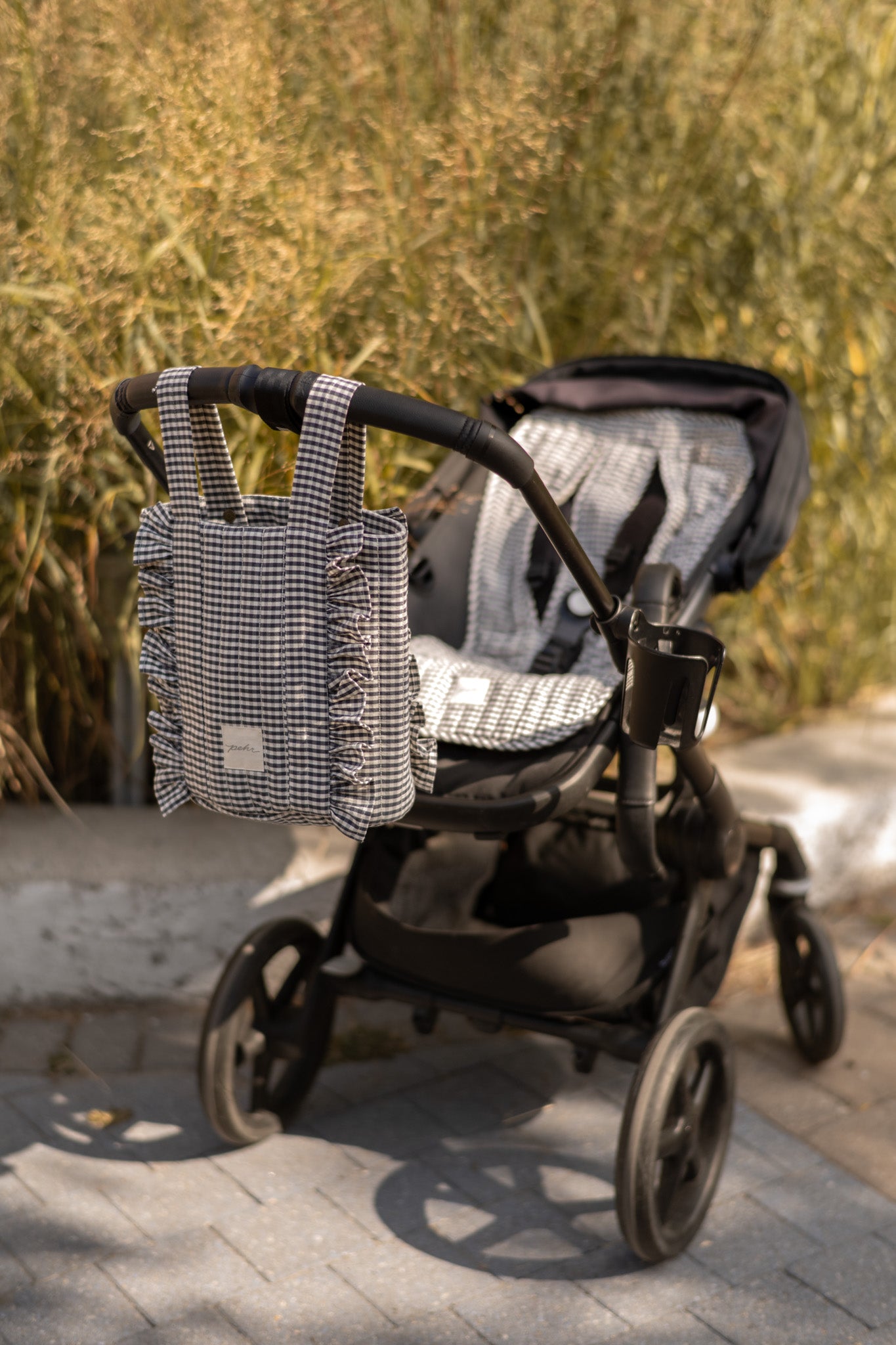 Pehr-Reversible Stroller Insert-Gingham Indigo /Sherpa-4