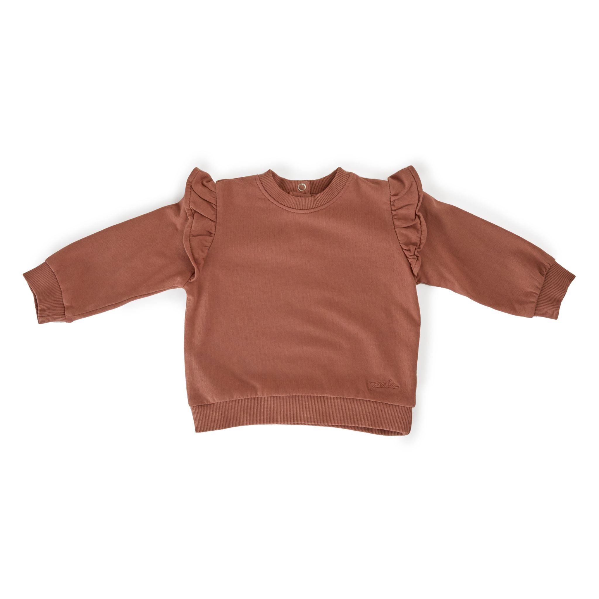 Pehr-French Terry Ruffle Sweatshirt-Clay-1