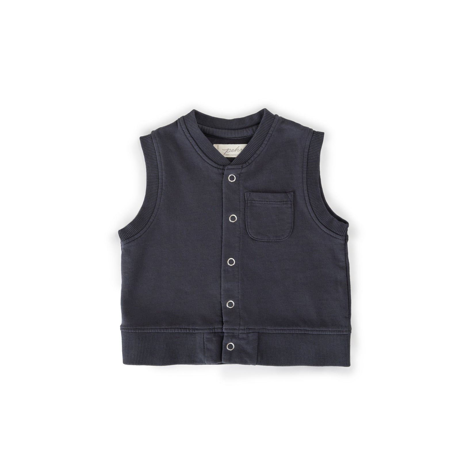 French Terry Patch Pocket Vest Top Pehr Ink Blue 0 - 6 mos. 