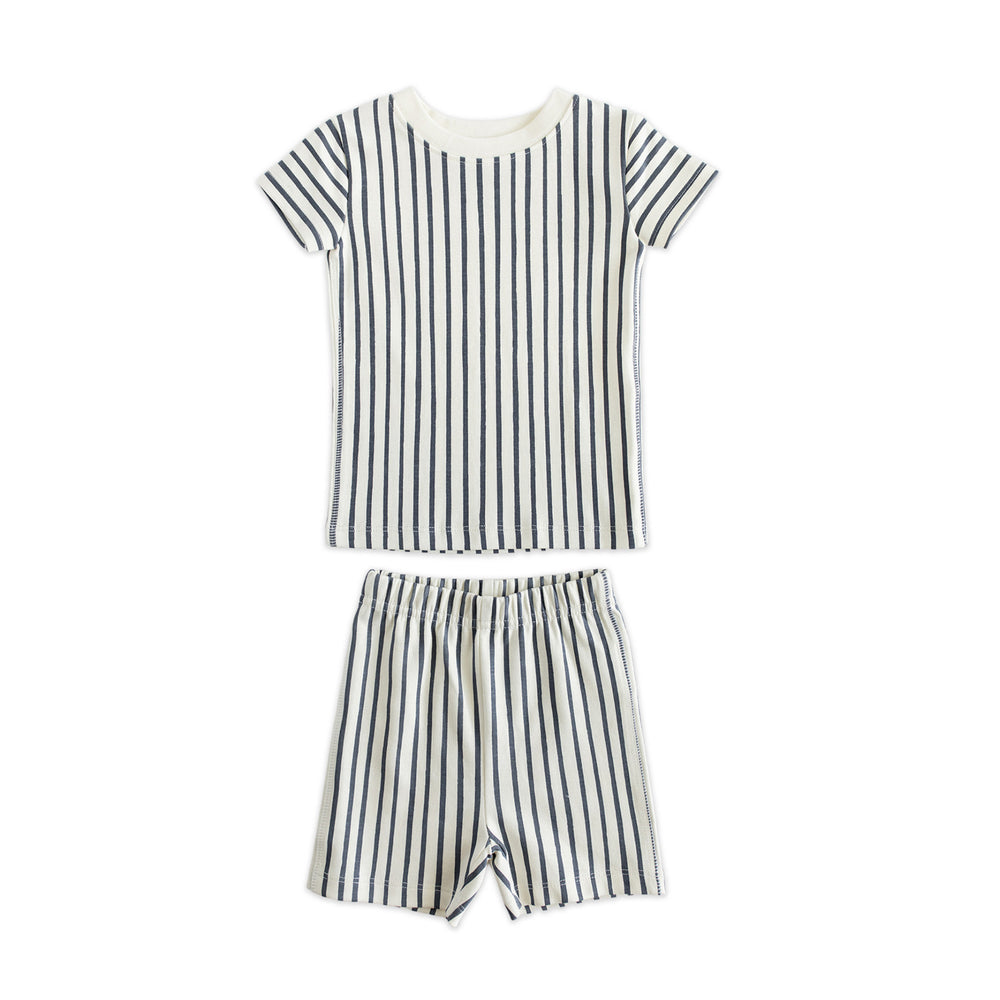 Short Sleeve Toddler Pajama (18 mos. - 5T) Sleep Pehr Stripes Away Ink Blue 18 - 24 mos. 