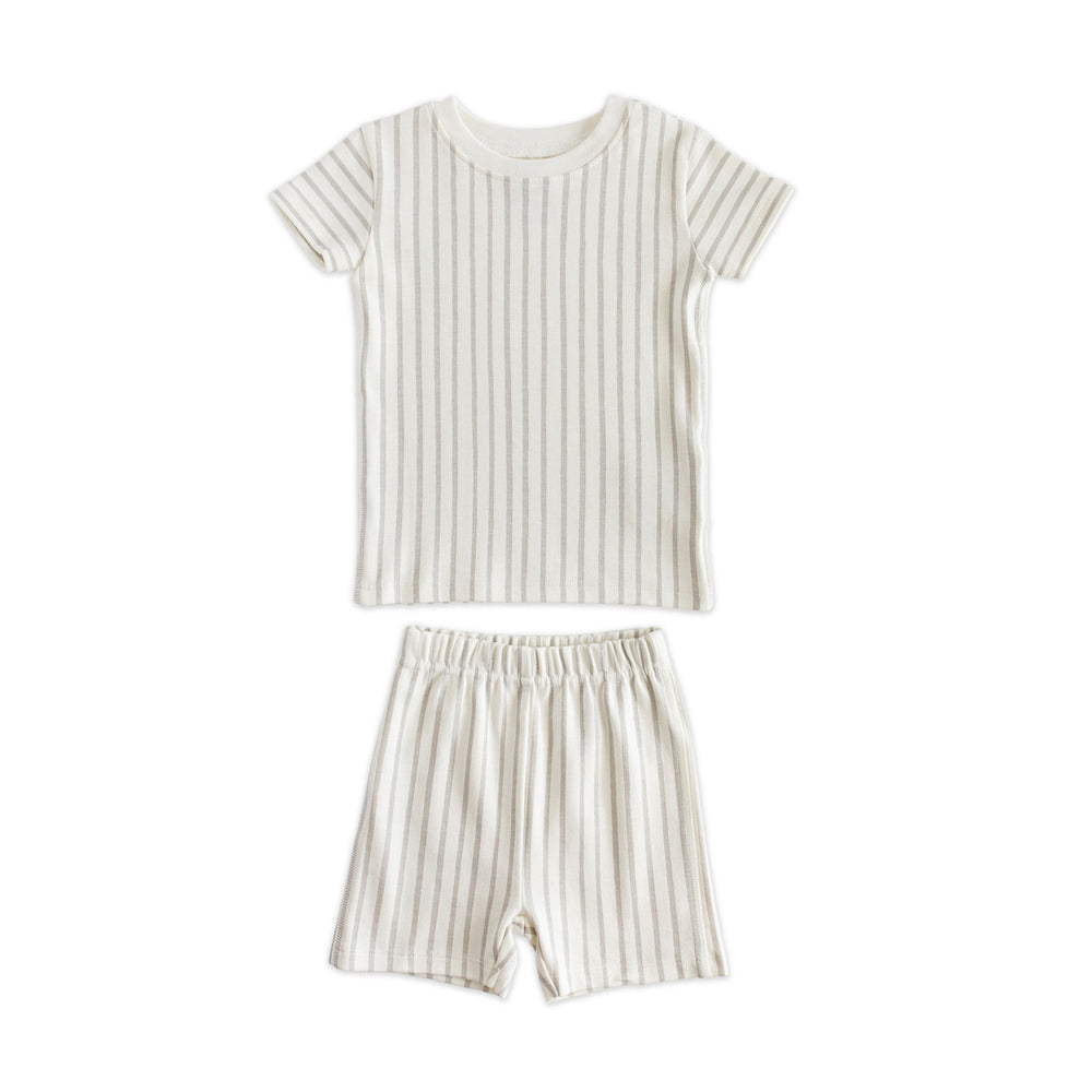 Short Sleeve Toddler Pajama (18 mos. - 5T) Sleep Pehr Stripes Away Pebble Grey 18 - 24 mos. 