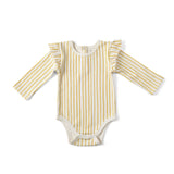 Pehr-Long Sleeve Ruffle One-Piece-Stripes Away Marigold-1